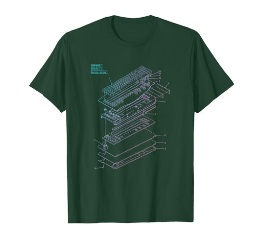 All Things Geek by MCMA Mechanical Keyboard Patent Drawing Graphic Design Art T-Shirt - Unisex-Adults, Black, Small