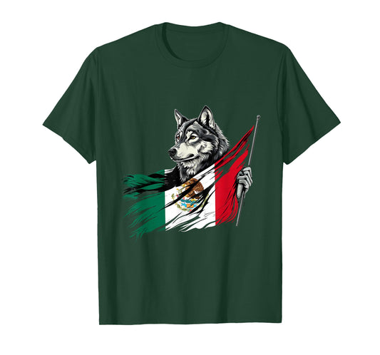 Mexican Pride Mexican Roots Mexico Wolf Mexican Flag T-Shirt