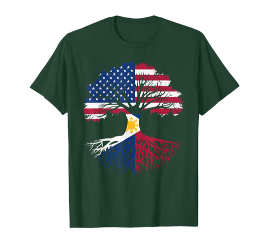 Half Filipino Half American USA Flag Philippines America T-Shirt