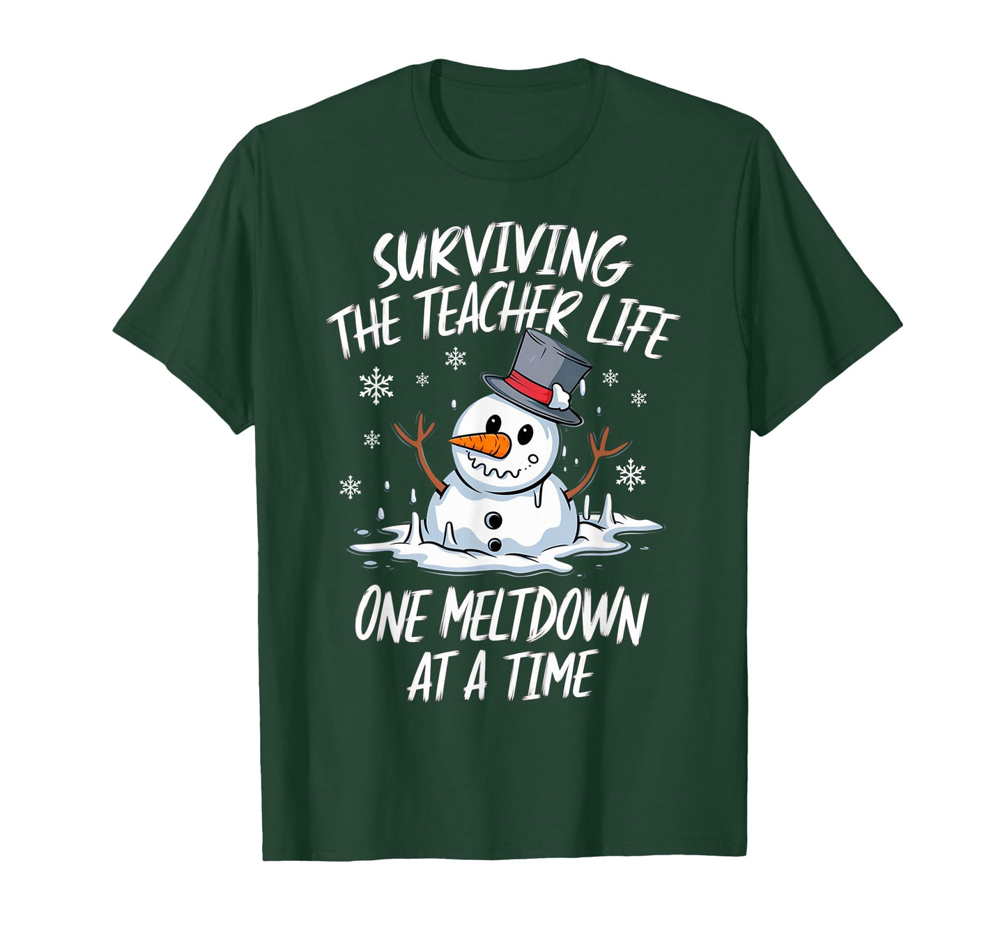 Christmas Surviving Teacher Life Meltdown Xmas Snowman T-Shirt