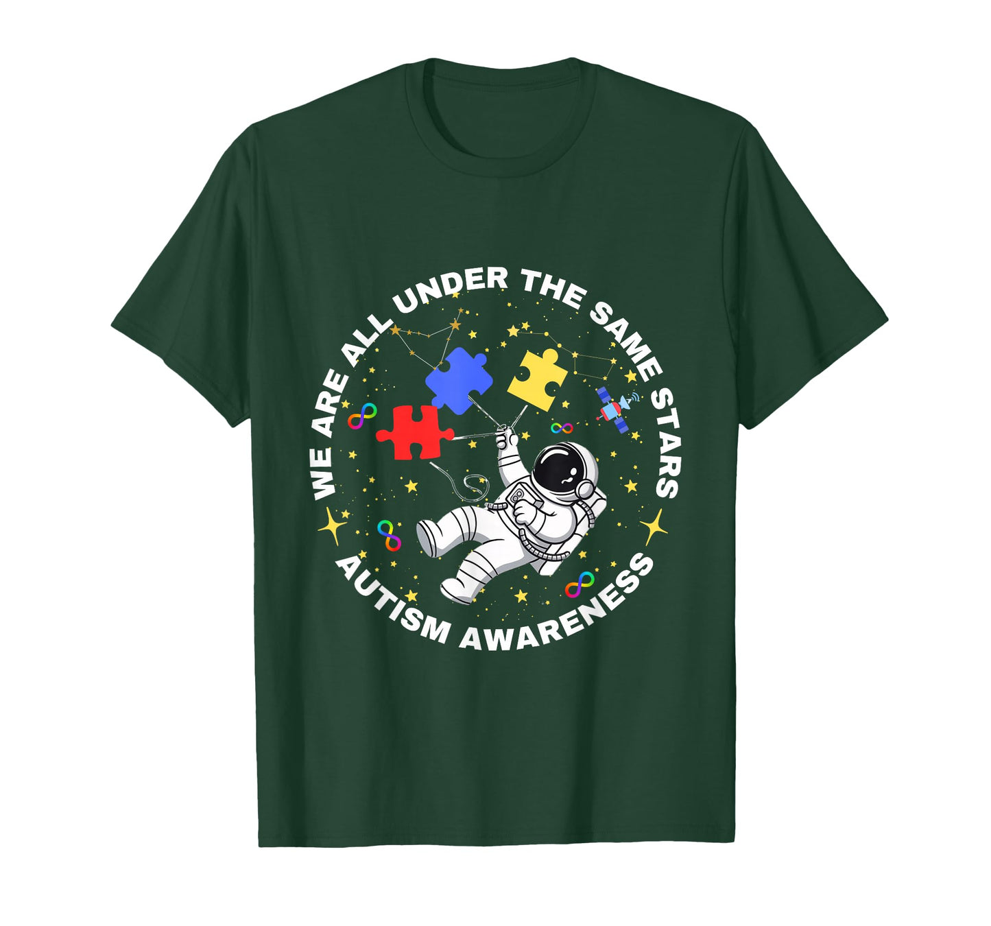 Autism We are All Under The Same Stars Space Astronaut T-Shirt