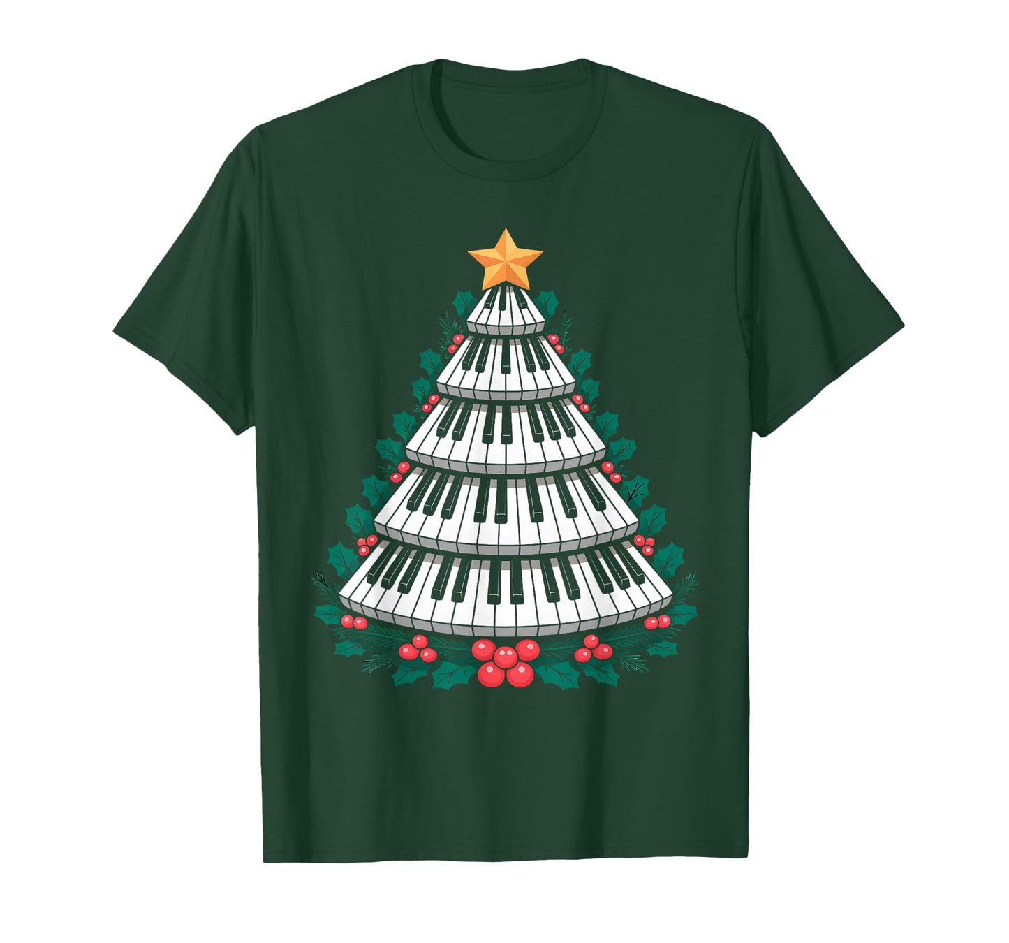 Christmas Piano Keyboard Tree Musician T-Shirt