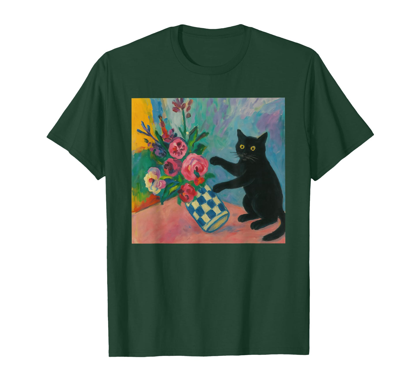 Funny Cat Matisse Black Cat Art Kitty Lover Men Women T-Shirt
