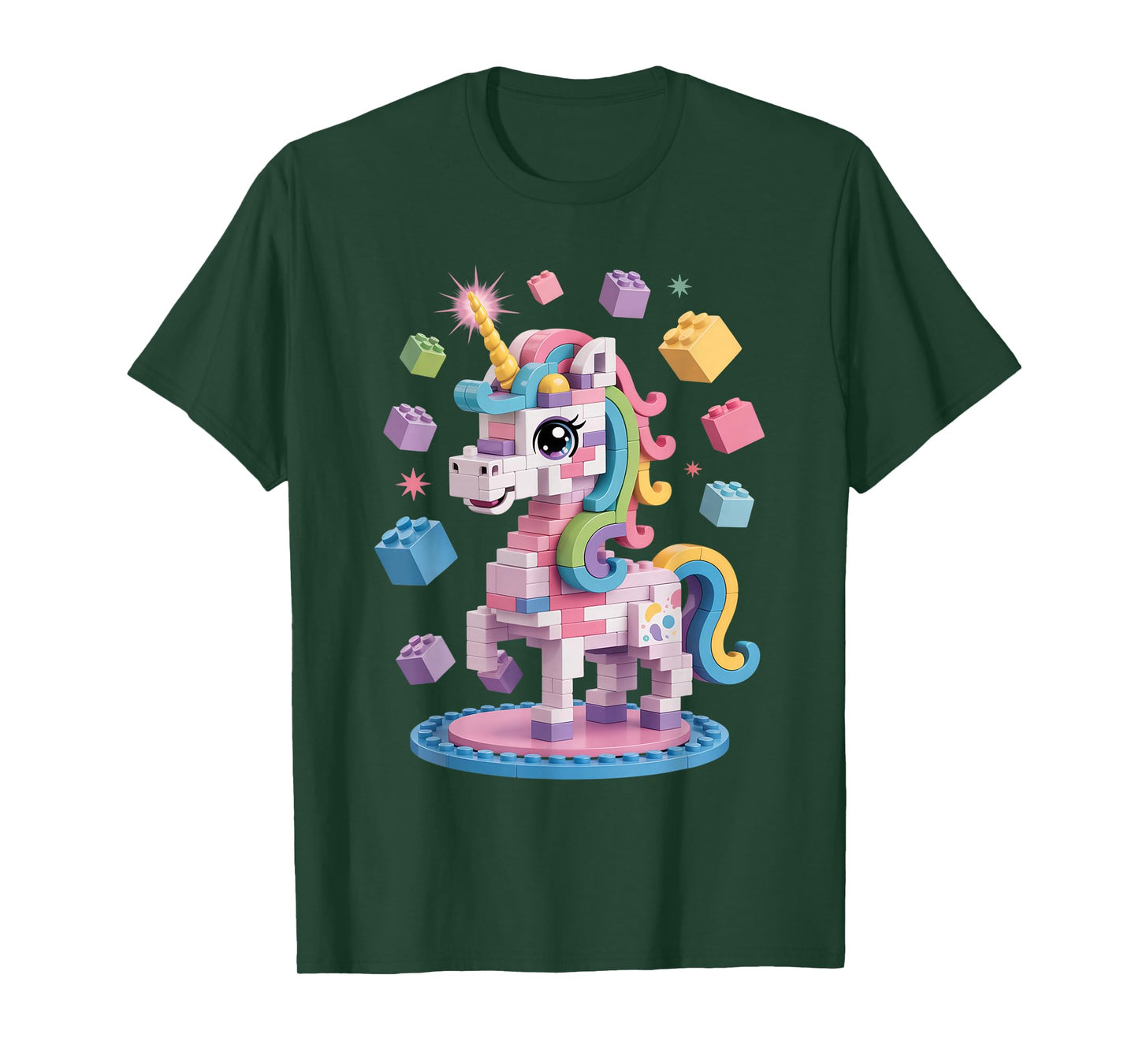 Funny Unicorn Master Builder Bricks Blocks Play Toys Girls T-Shirt