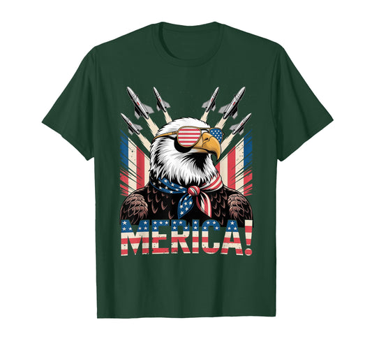Merica American Bald Eagle USA Flag Patriotic 4th of July T-Shirt