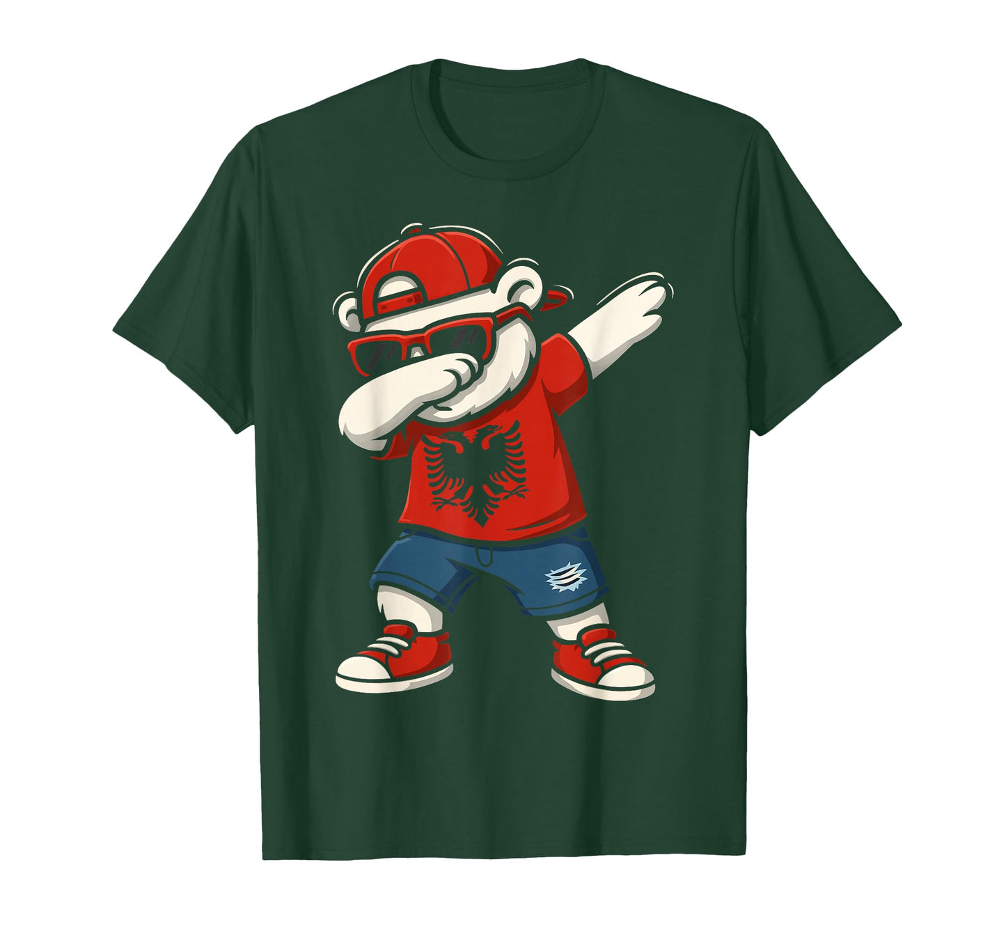 Funny Dabbing Bear Albania Flag Patriotic Albanian T-Shirt
