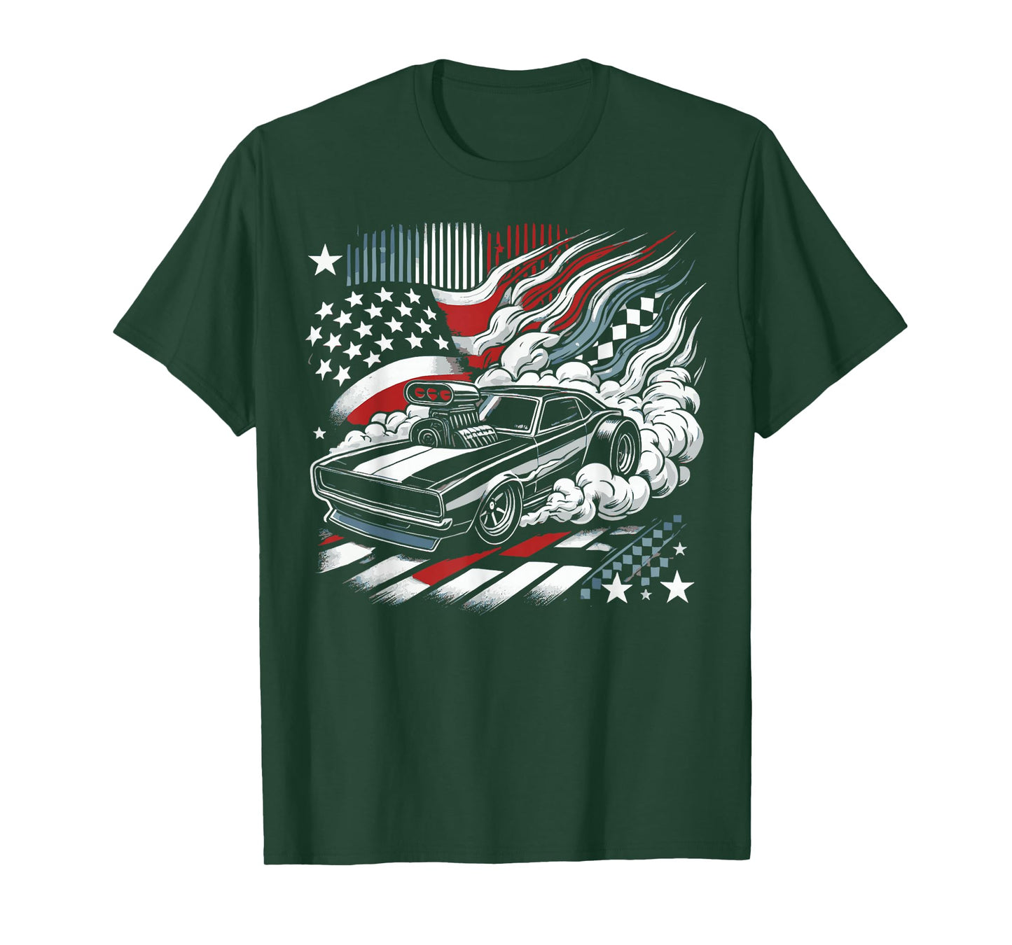 American Flag Drag Racing Strip Tree Light Dragster T-Shirt