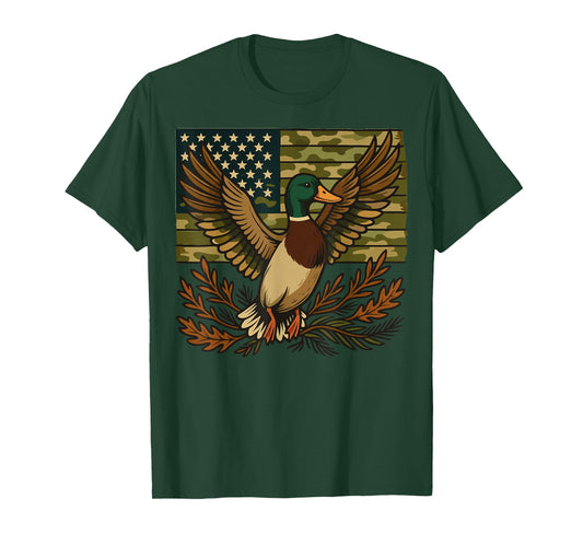 Duck American Flag Duck Hunting T-Shirt