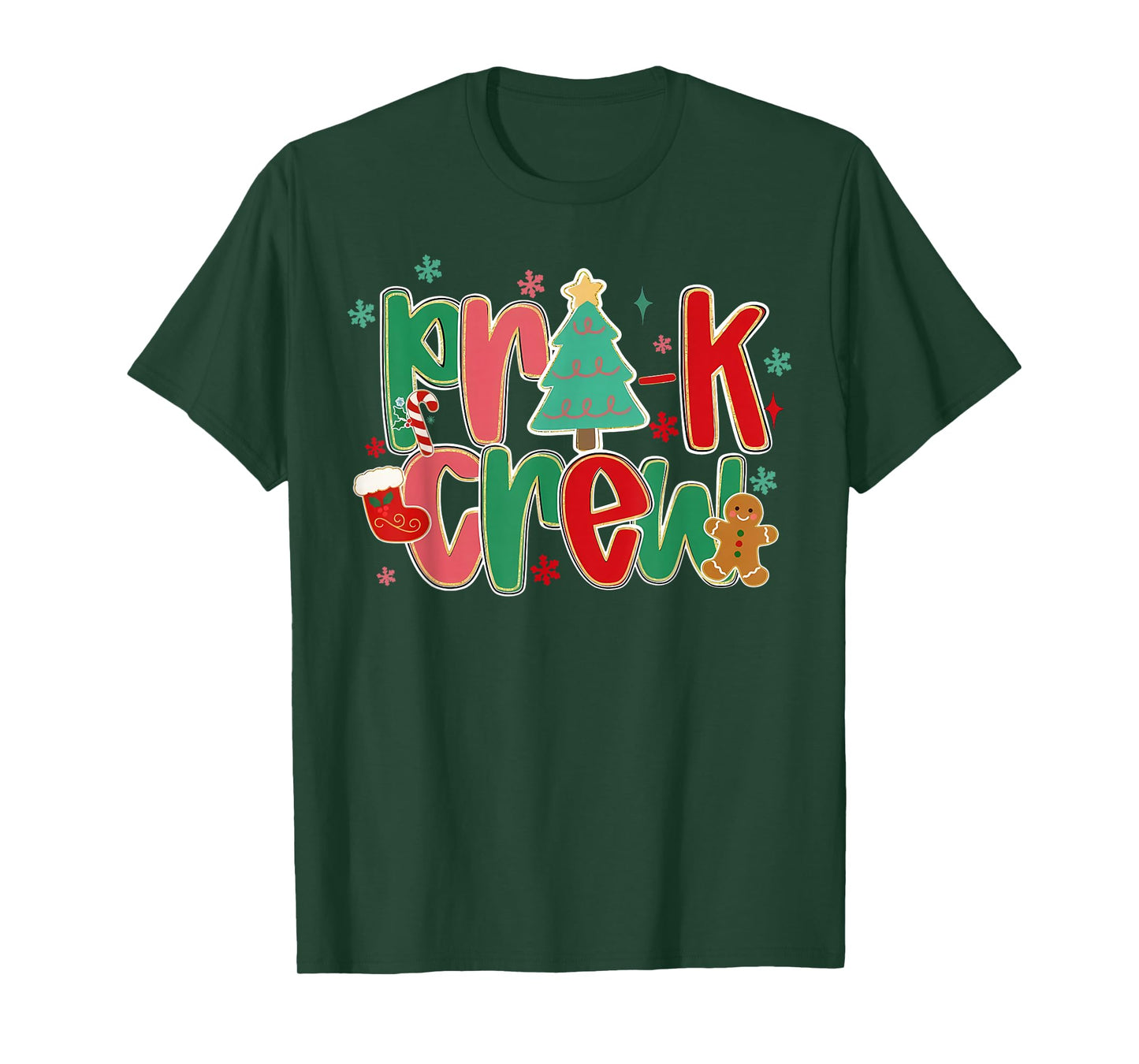 Pre-K Crew Christmas Teacher Preschool Team School Staff T-Shirt