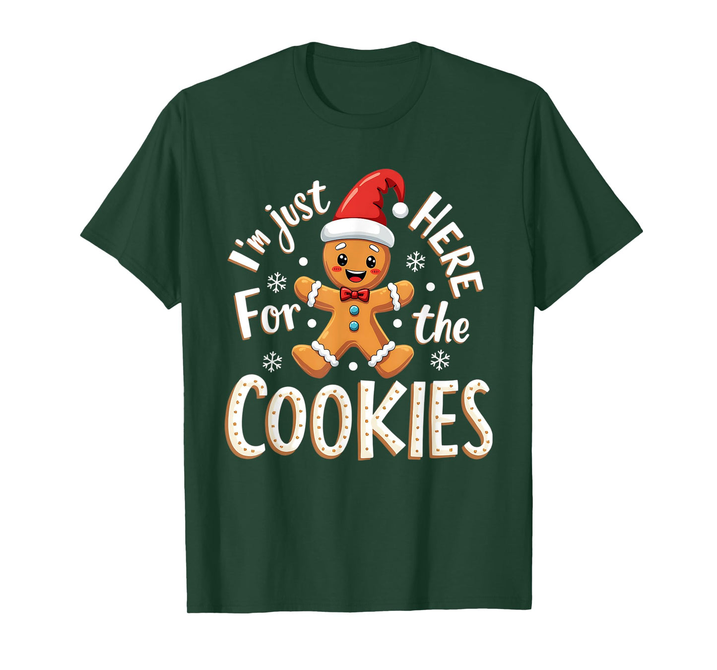 Christmas Baking Team I'm Just Here For The Cookies Funny Christmas Cookies Outfit Unisex-Adults Black XS Regular Small Short Sleeve T-Shirt