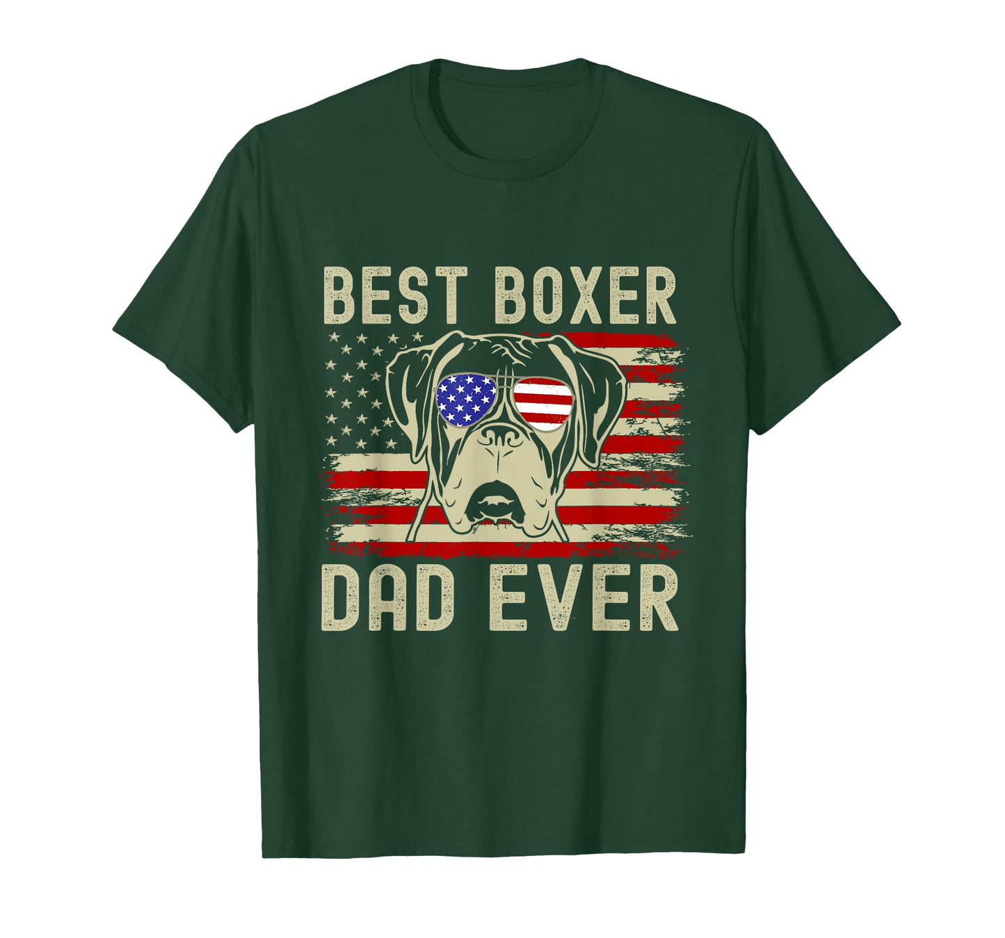 Best Boxer Dad Ever USA Flag Dog Lover Father's Day T-Shirt