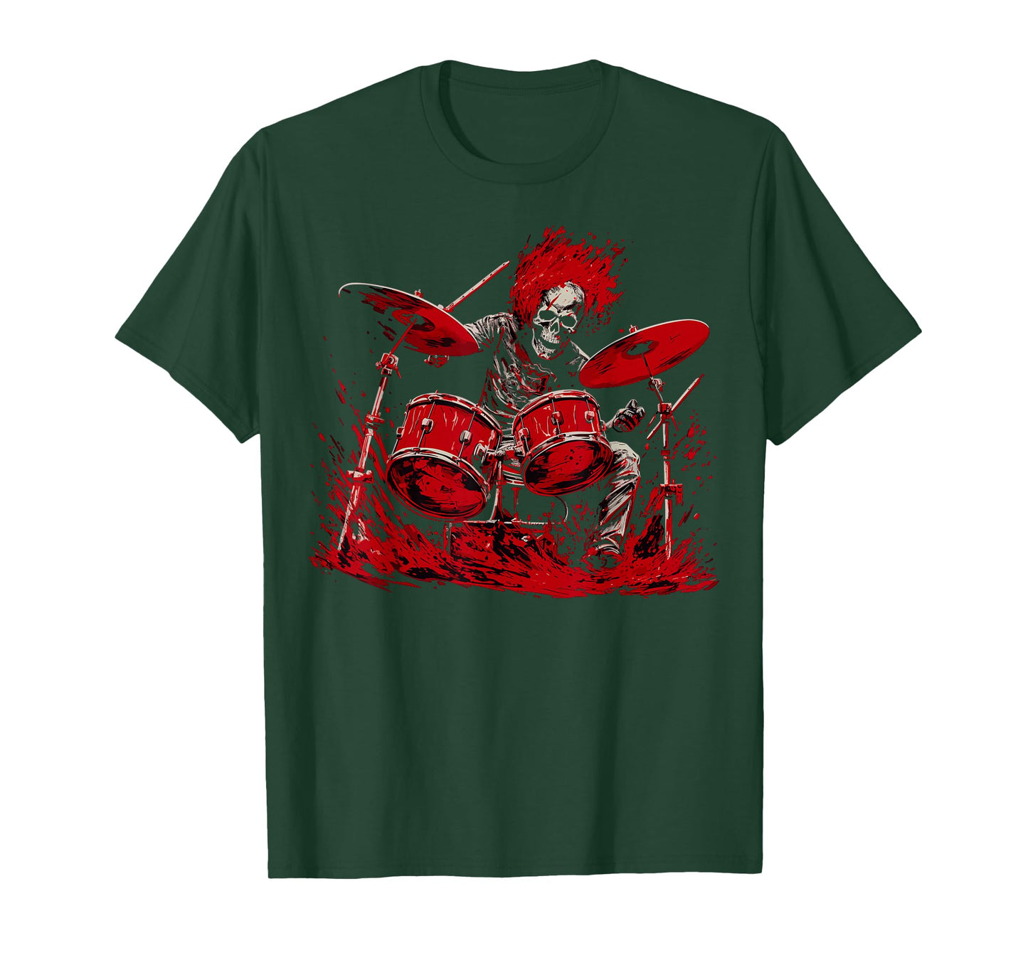 Skeleton Drummer Guy Rock And Roll Band Rock On Drum Kit T-Shirt