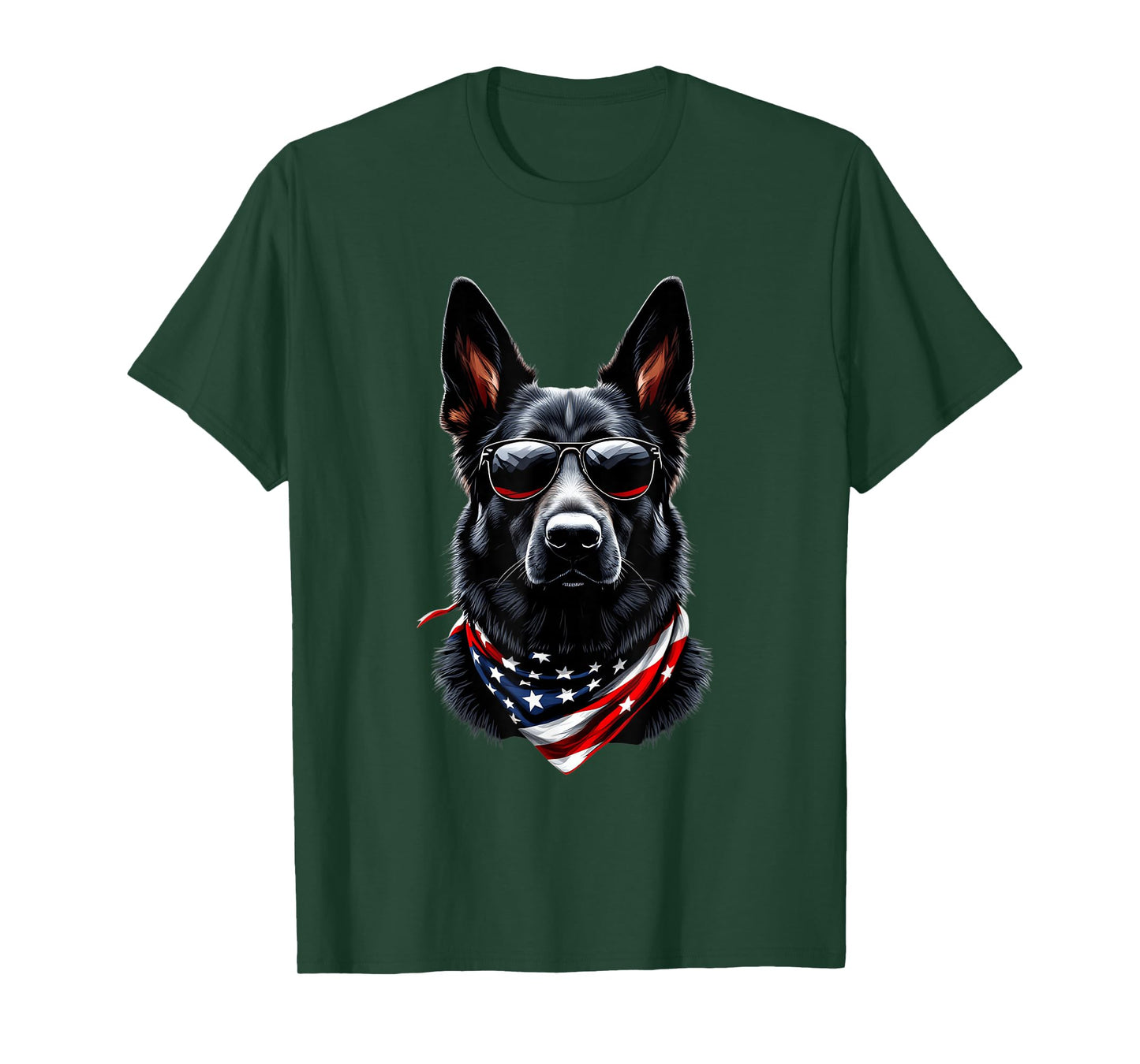 Black German Shepherd American Flag 4th July German Shepherd T-Shirt