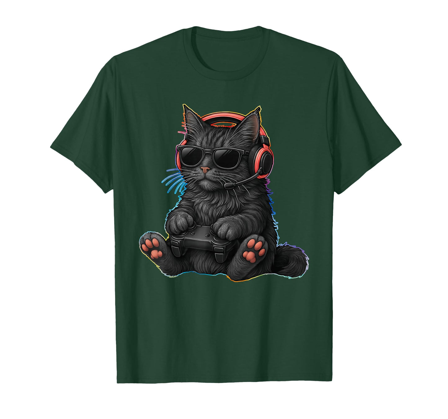 Gamer Cat Video Games Boys Teen Men Girls Funny Gaming T-Shirt