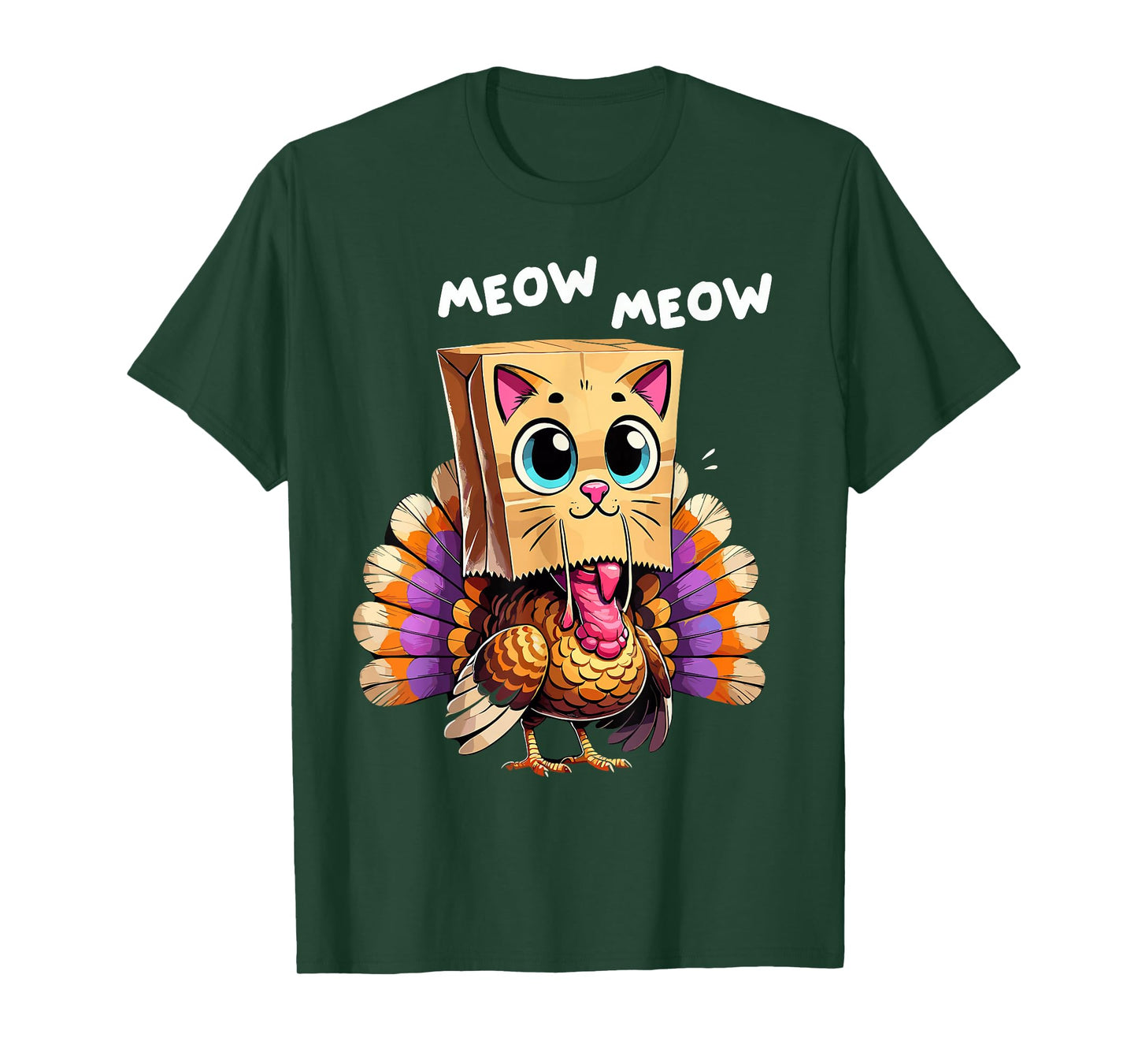 Turkey Cat Meow Thanksgiving Shirts Women Thanksgiving Gifts T-Shirt