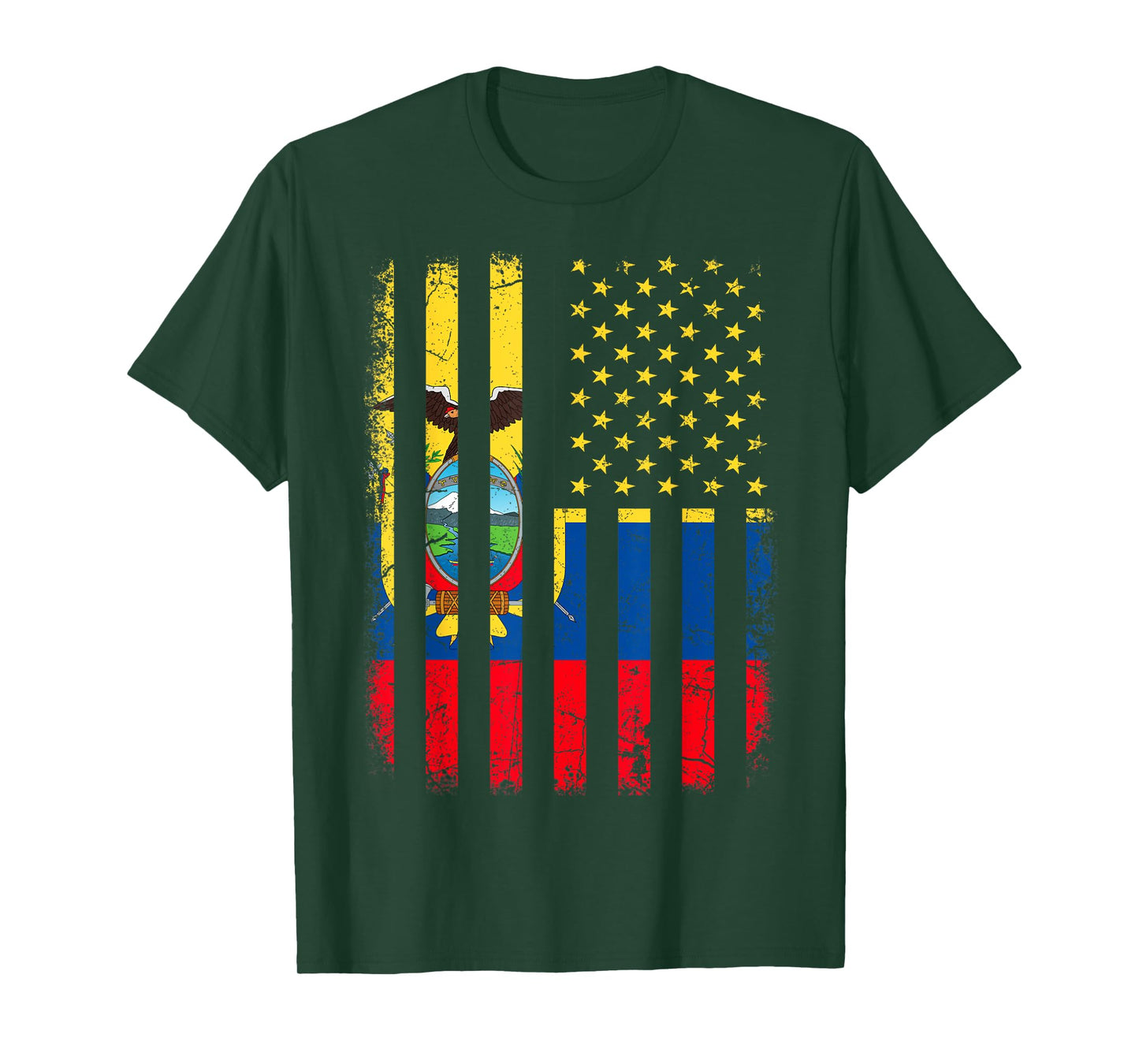 Ecuadorian American Flag Ecuadorian Roots Ecuador America T-Shirt