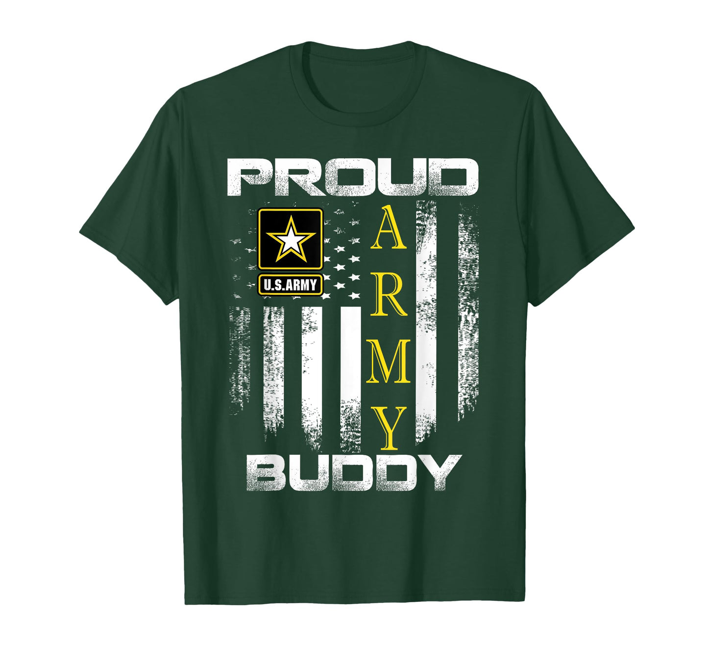 Vintage Proud Army Buddy With American Flag Gift T-Shirt for Women Kids Men