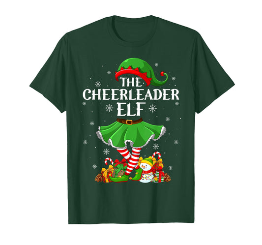 Cheerleader Elf Christmas Family Elf Squad Xmas Girls Women T-Shirt