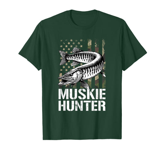 Muskie american flag, fishing muskie T-Shirt