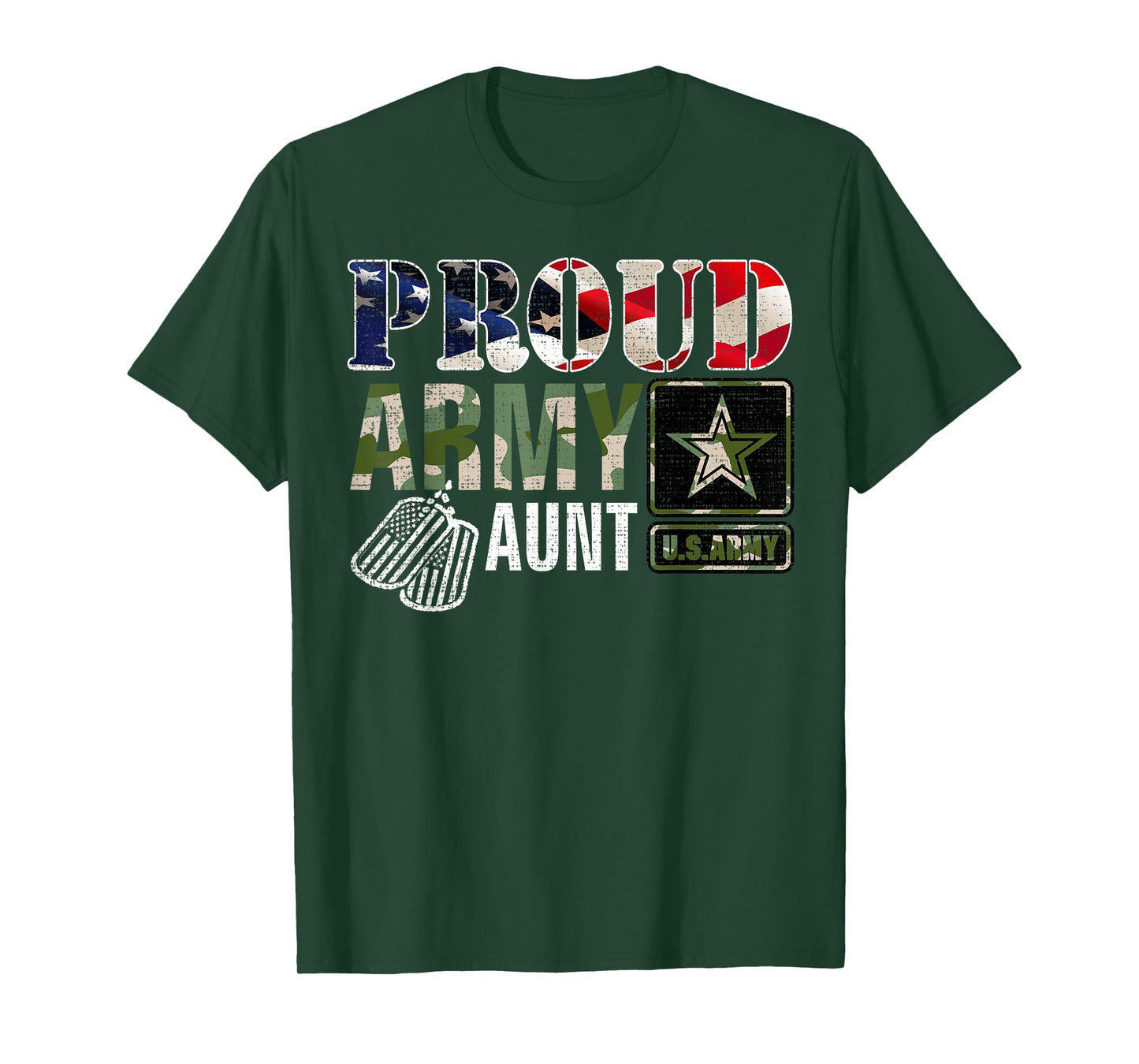 Vintage Proud Army Aunt Camo With American Flag Gift T-Shirt