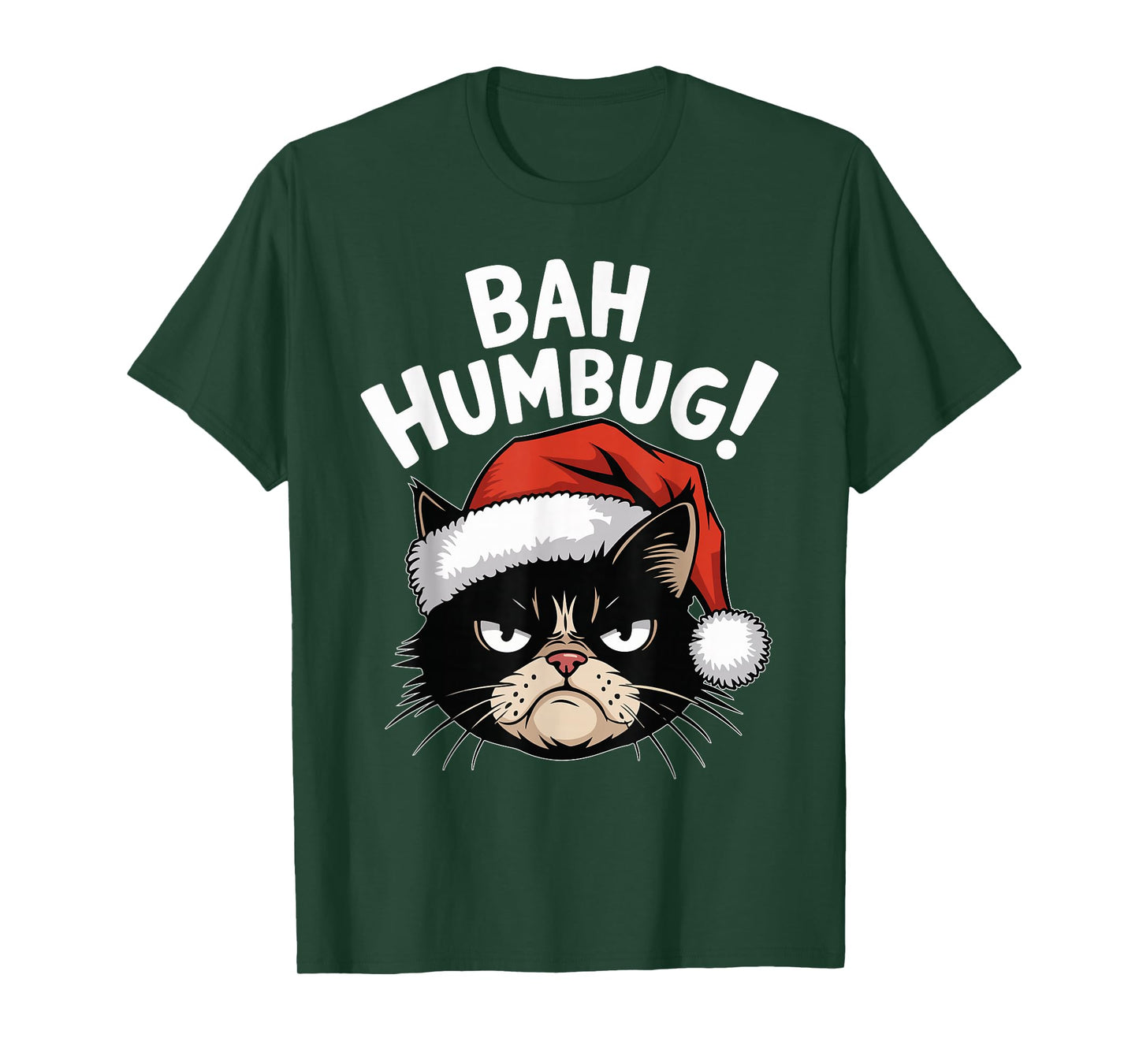 Bah Humbug Funny Bad Cat Christmas Hater Cat Lover Xmas T-Shirt