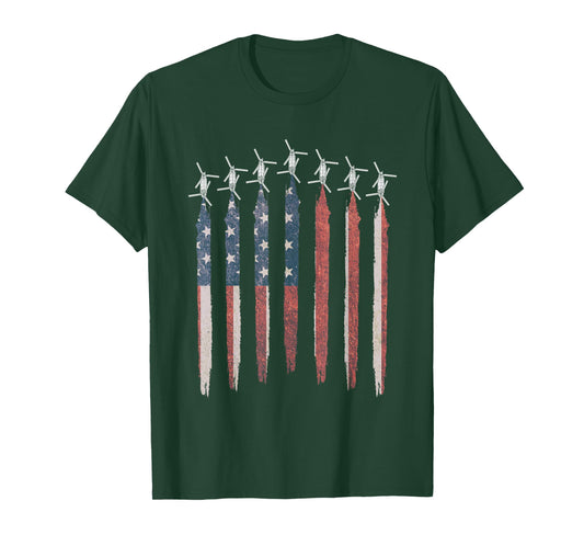 CH47 Chinook Helicopter American Flag Chinook Squadron T-Shirt