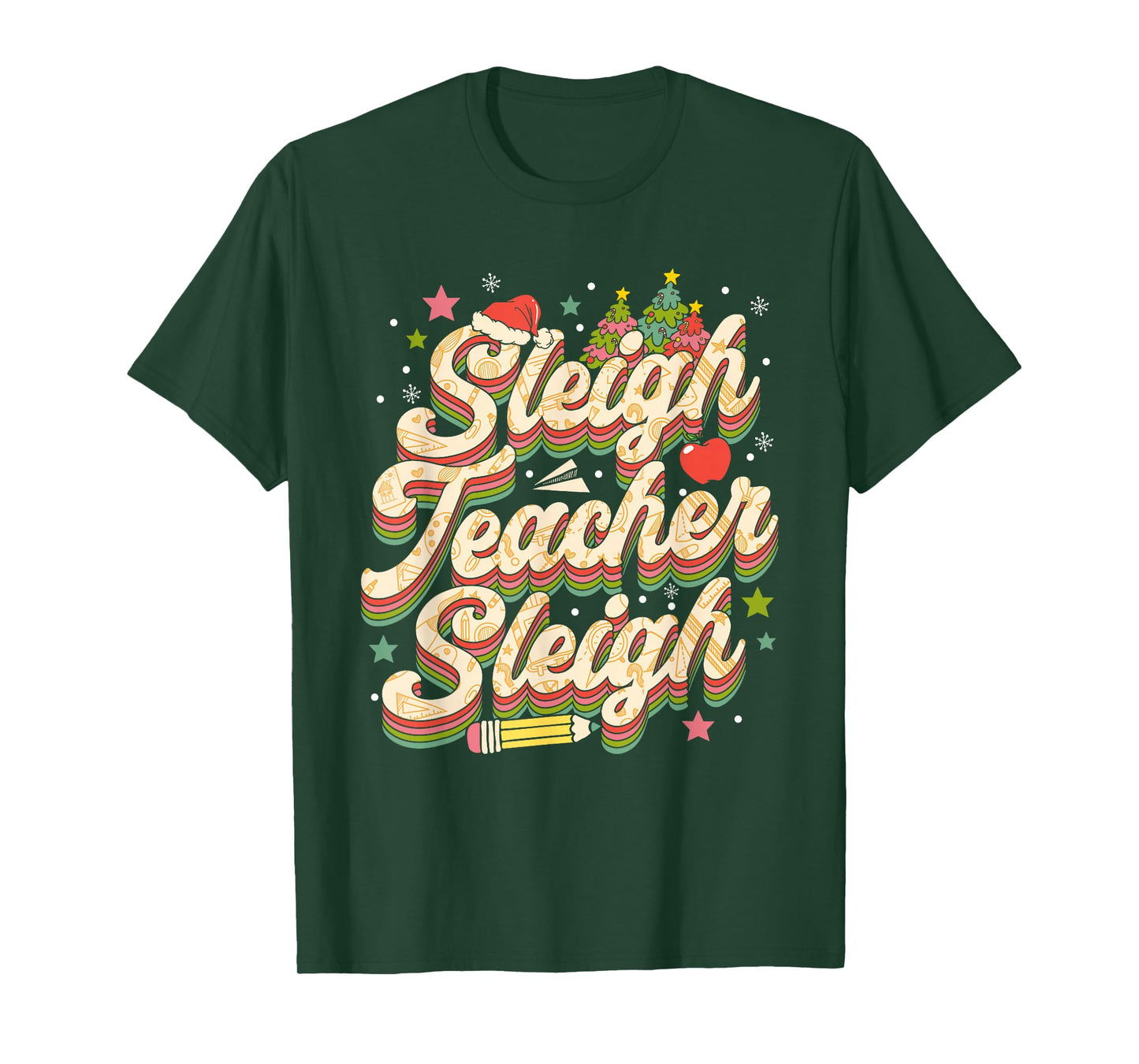 Sleigh Teacher Sleigh Retro Christmas T-Shirt