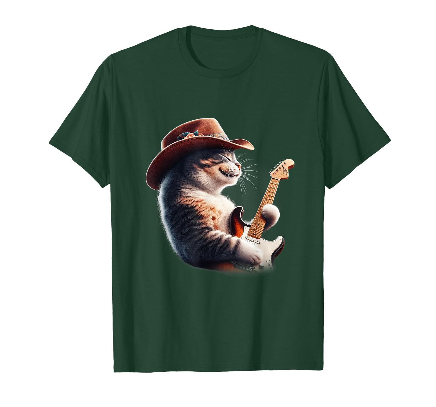 Cat Playing Guitar - Funny Rock Music Guitar Cat Men Women Kids T-Shirt