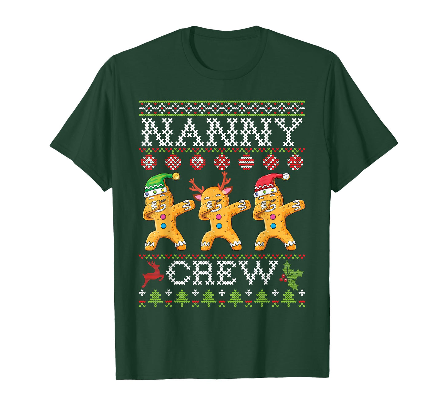 Gingerbreads Dabbing Together Nanny Crew Christmas Family T-Shirt