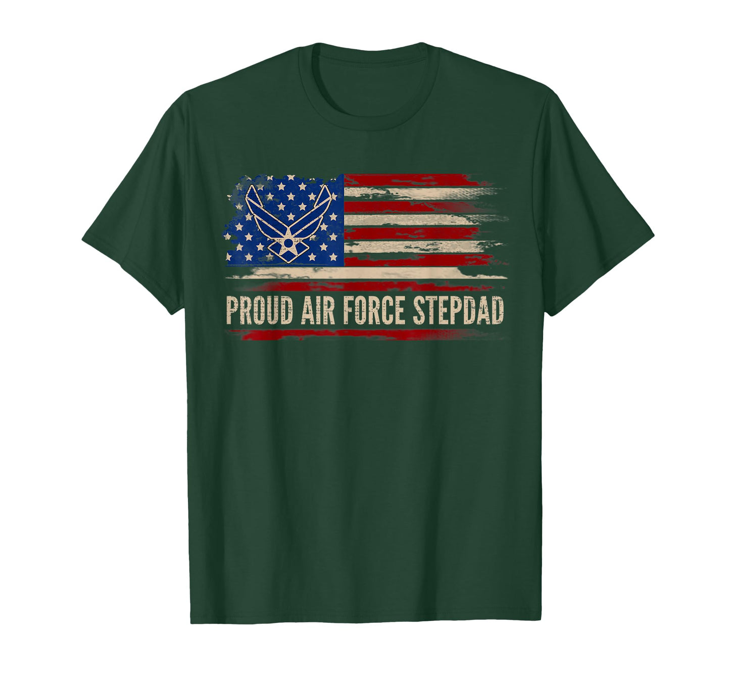Vintage Proud Air Force Stepdad American Flag Veteran Gift T-Shirt