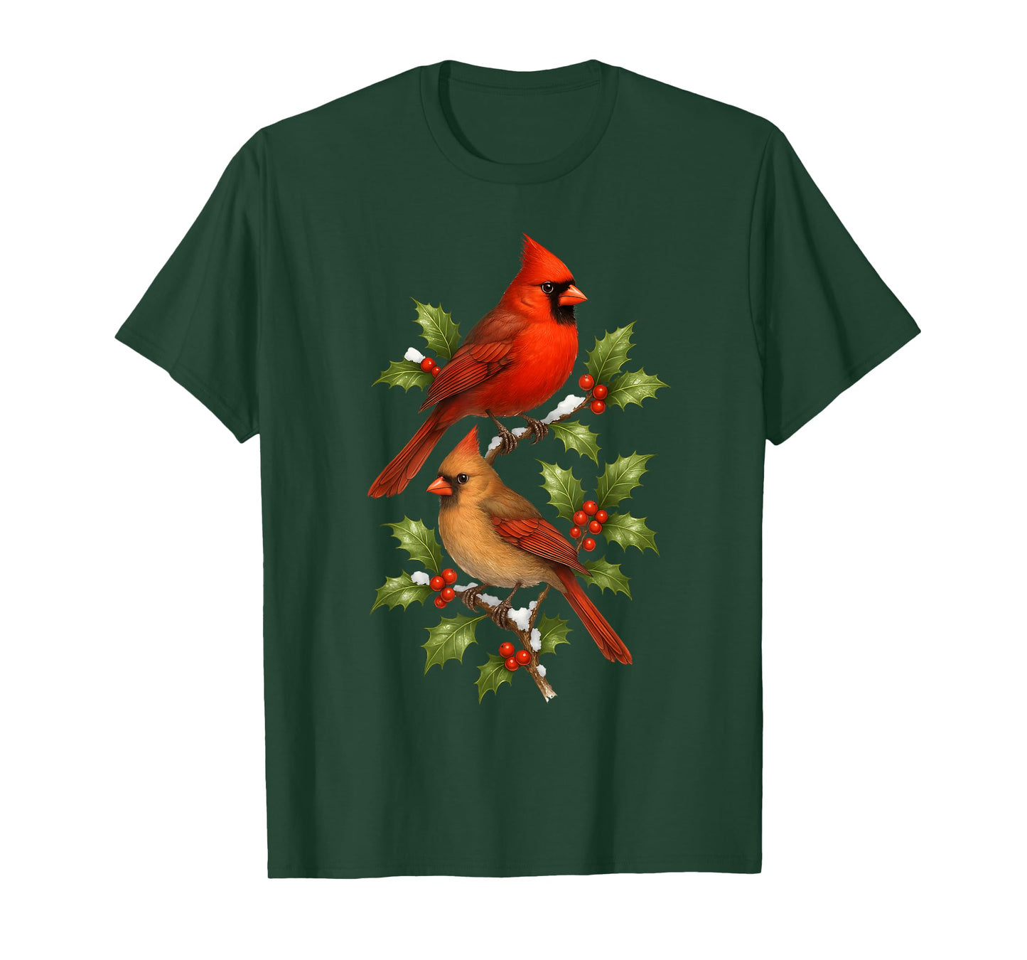 Cardinal Birds on Holly Branches T-Shirt