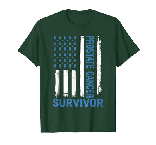Prostate Cancer Survivor Vintage Flag Ribbon T-Shirt