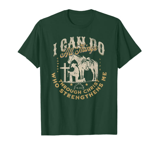 Cowboy Kneeling Cross Scripture Western Bible Verse Jesus T-Shirt