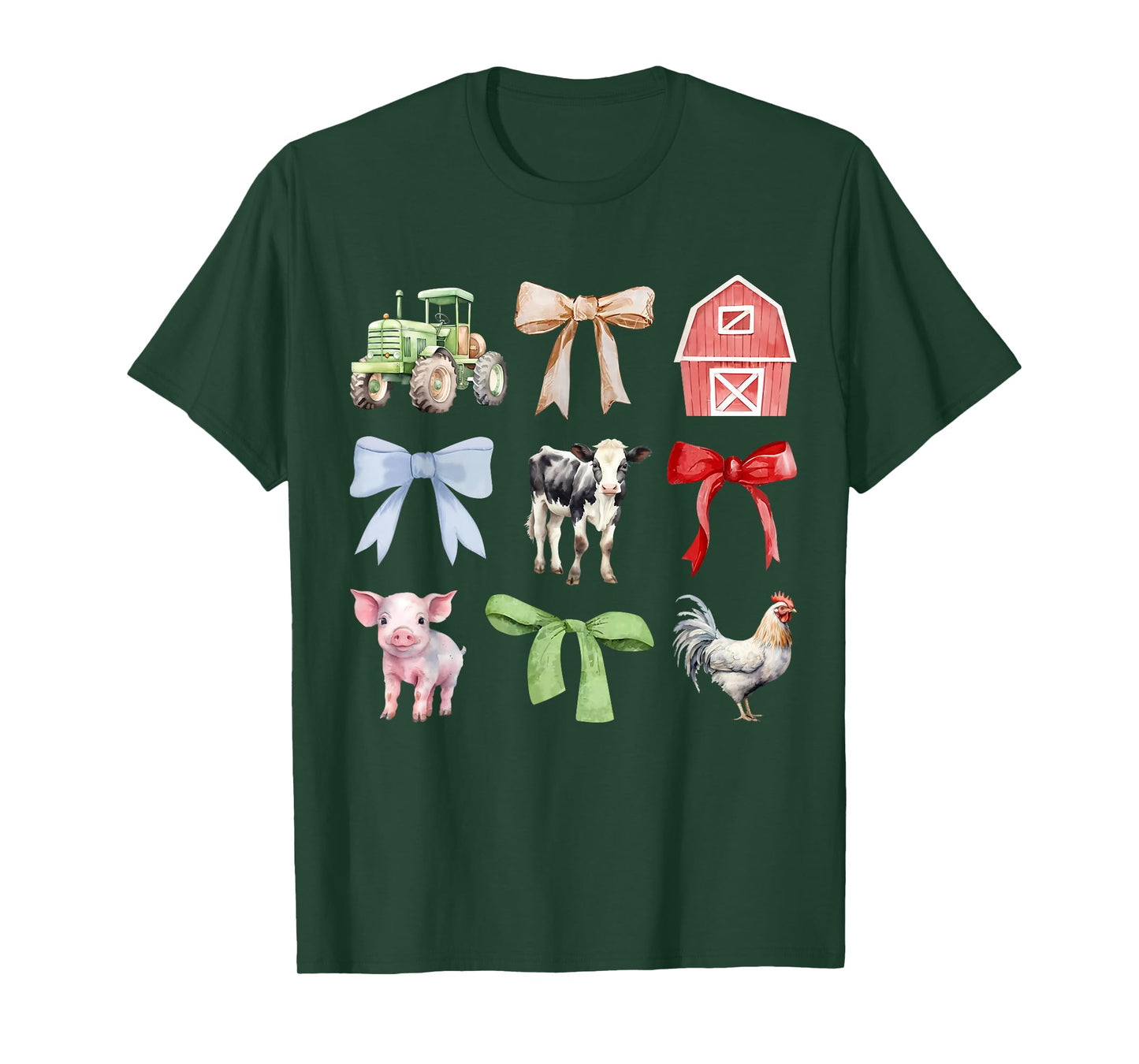 Cute Farm Animals Cow Pig Chicken Coquette Farmer Country T-Shirt