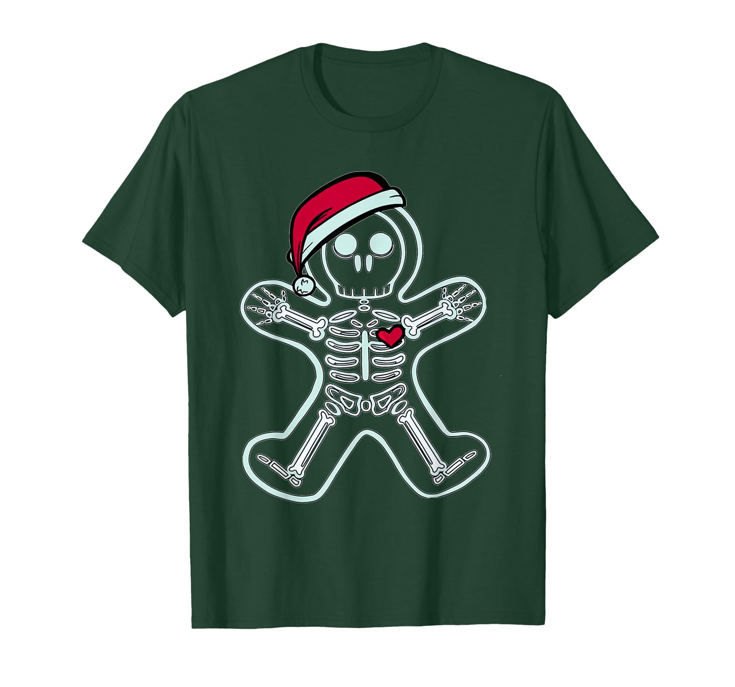 Christmas XRay Gingerbread Man Skeleton Santa Hat Radiology T-Shirt