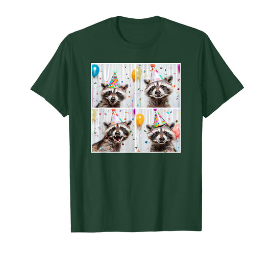 Cute Raccoon in Birthday Hat Funny Unique Raccoon Birthday T-Shirt