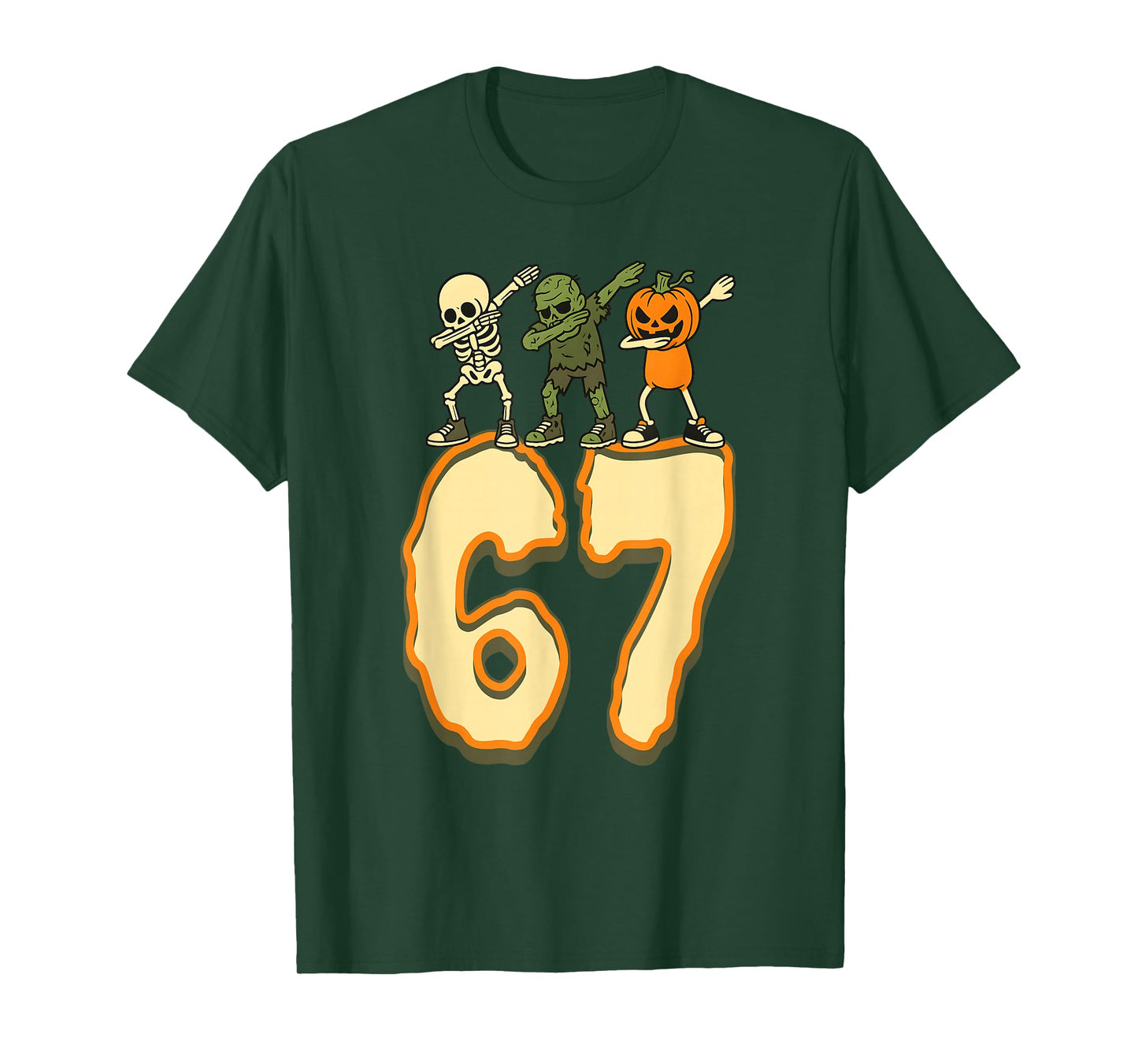 67 Halloween Meme 6 7 Numbers Six Seven Funny Kids Skeleton T-Shirt