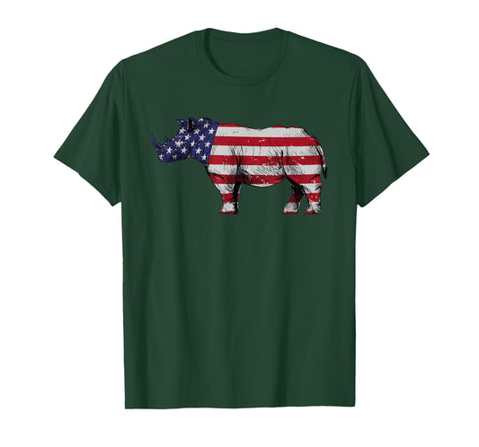 Cool Rhino Design for Men Women Rhinoceros 4th of July Rhino T-Shirt
