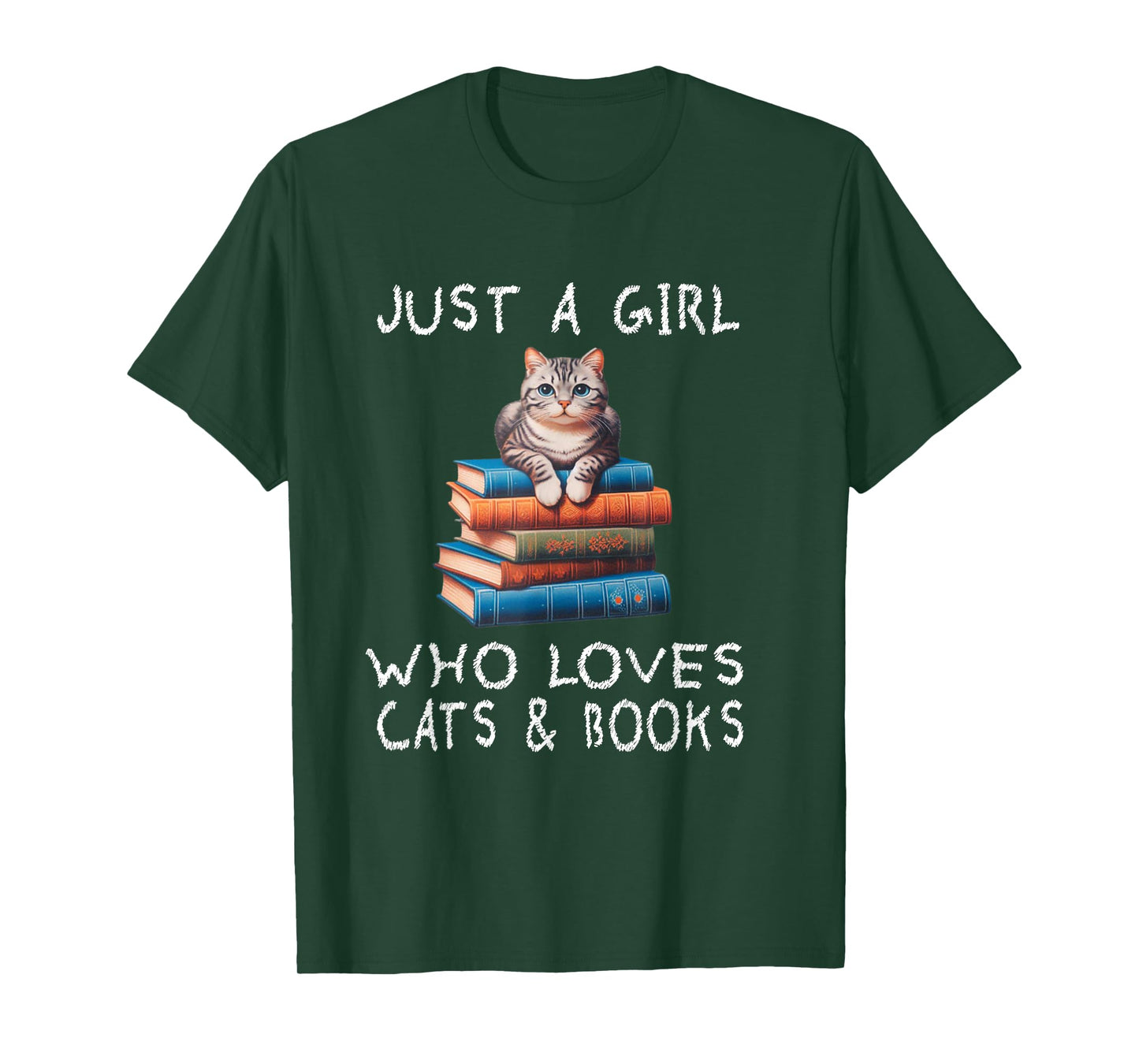 Just A Girl Who Loves Books and Cats - Funny Reading cat T-Shirt