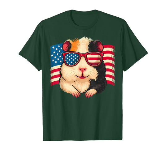 Funny Patriotic Guinea Pig USA American Flag 4th Of July T-Shirt