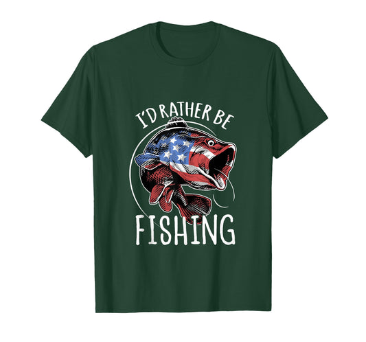 Fishing America USA 4th of July | I'd Rather Be Fishing Tank Top