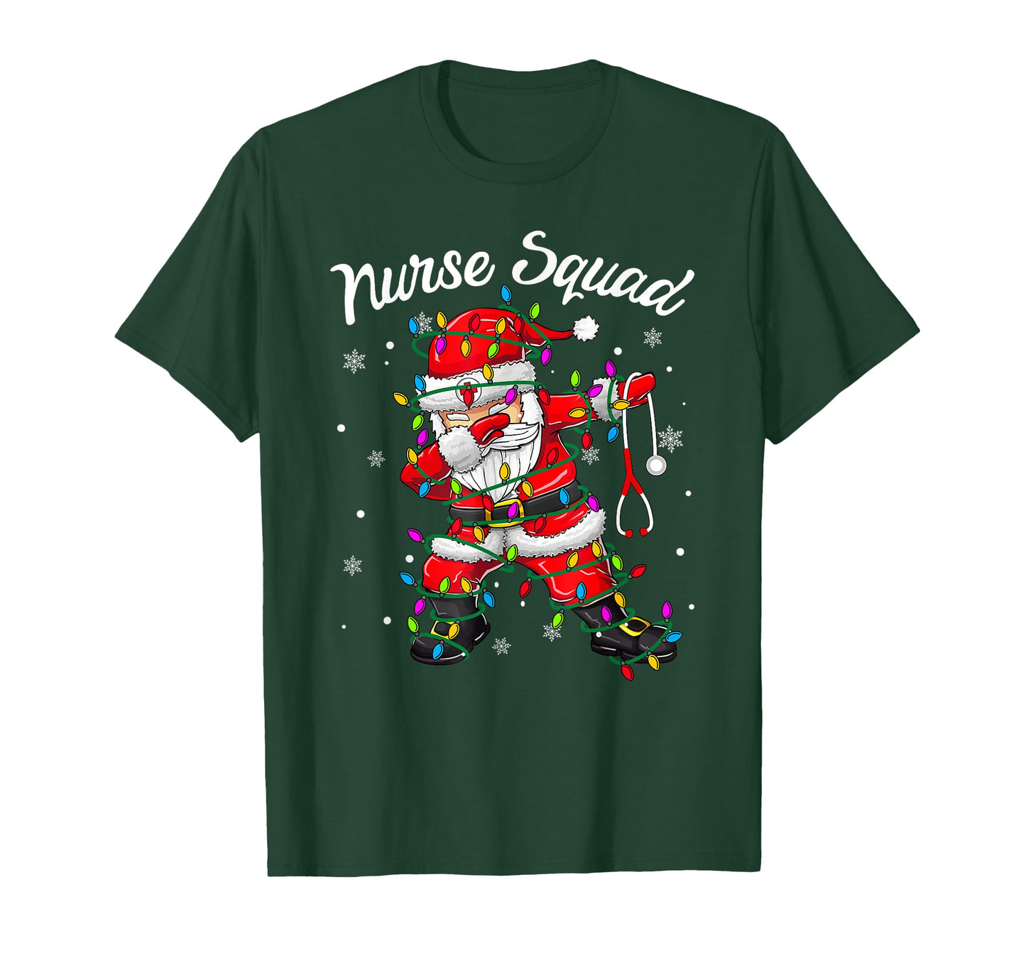 Christmas Scrub Xmas Light Dabbing Santa Scrubs Nurse Squad T-Shirt