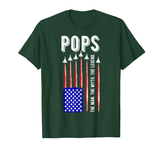 USA American Flag Pops Man Myth Legend Daddy Father T-Shirt