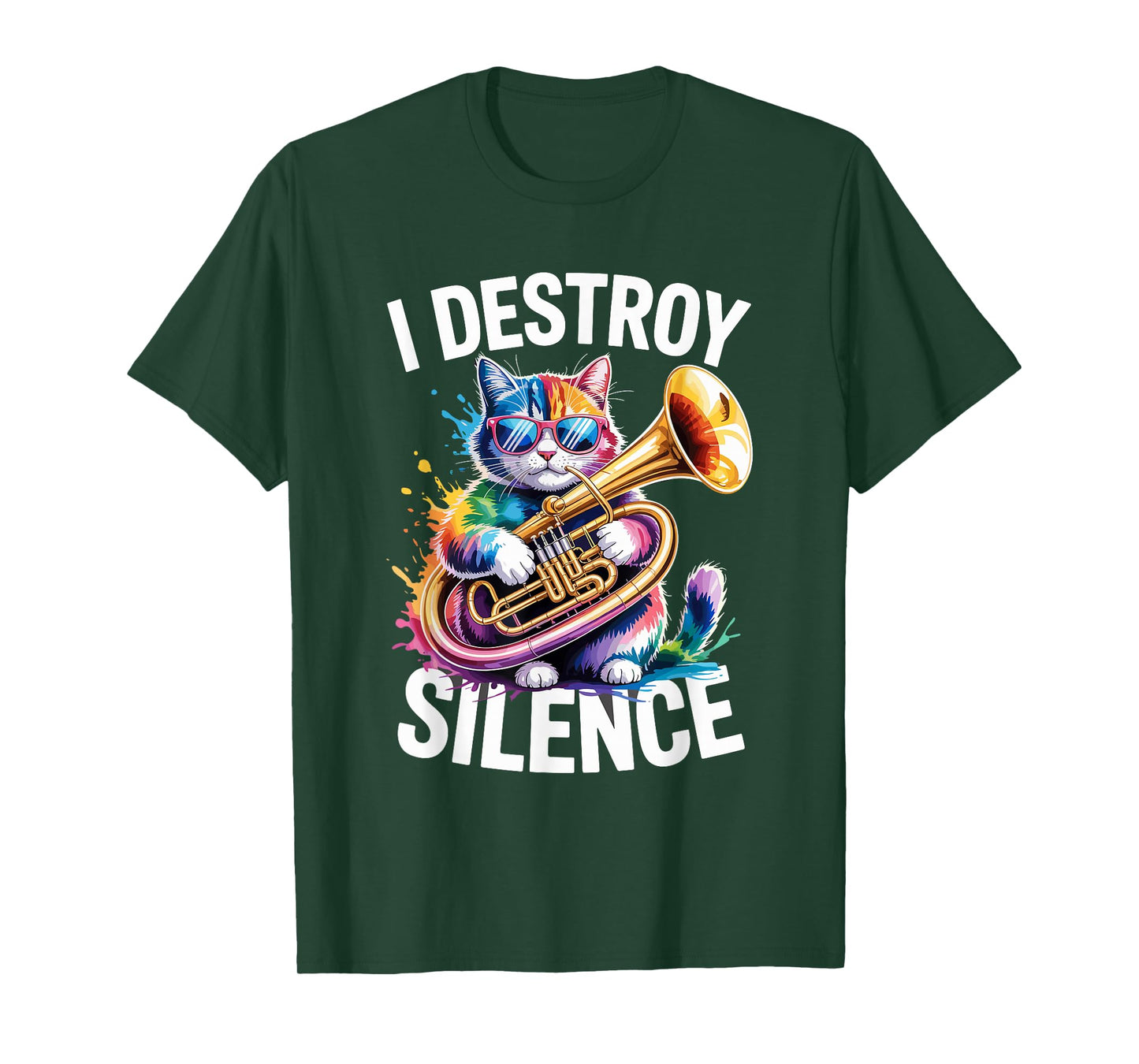 Cat I Destroy Silence Tuba Tubist T-Shirt