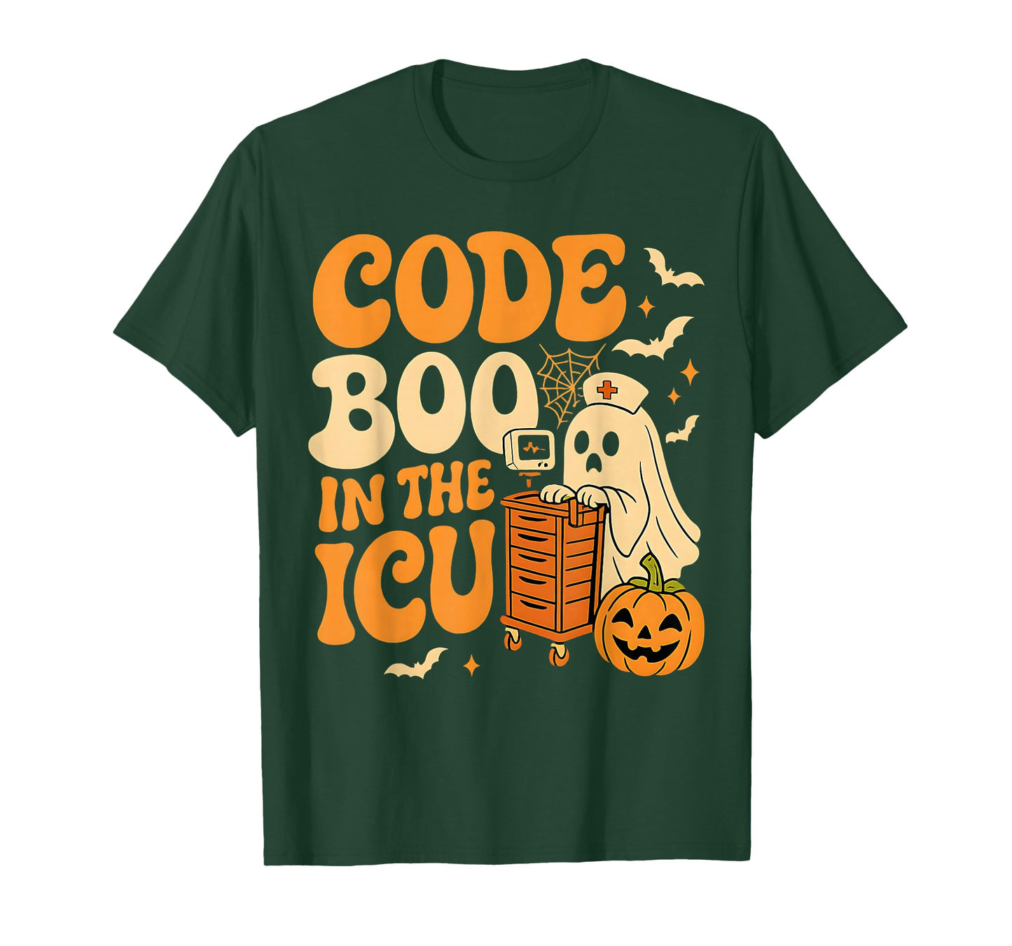 Code Boo in The ICU Nurse Halloween Costume Ghost Nursing T-Shirt