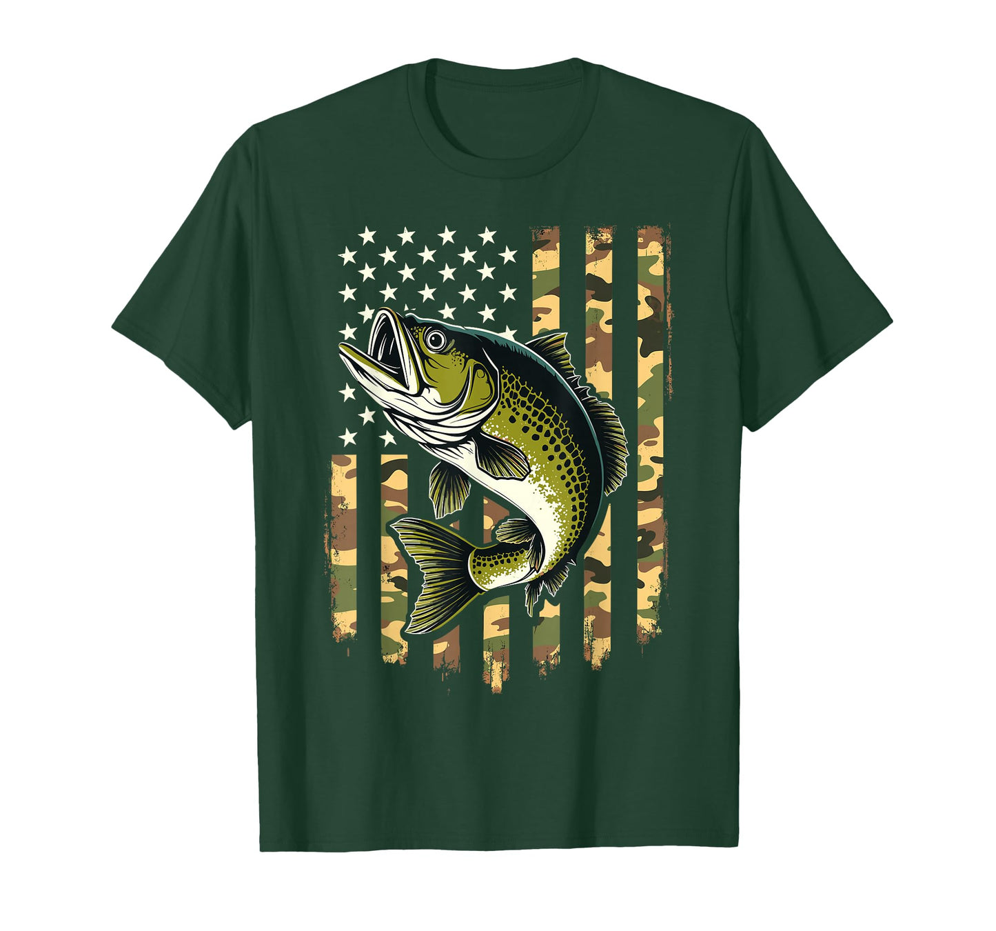 Fishing Camouflage USA American Flag Fisherman T-Shirt