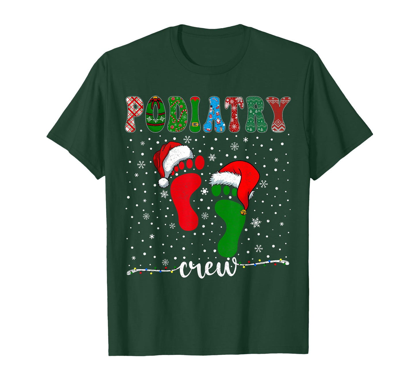 Christmas Footprint Doctor Podiatrist Podiatry Crew Xmas T-Shirt