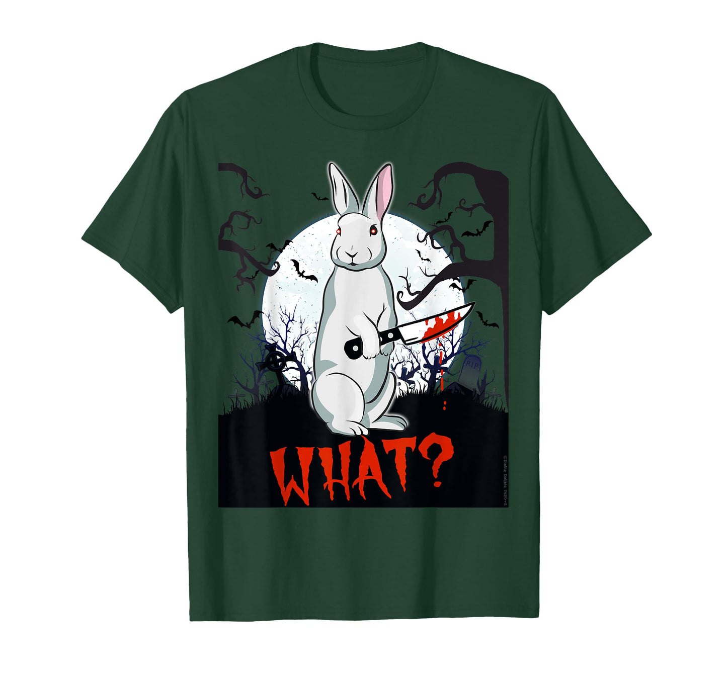 Halloween Killer Rabbit with Knife WHAT? - Adult Halloween T-Shirt