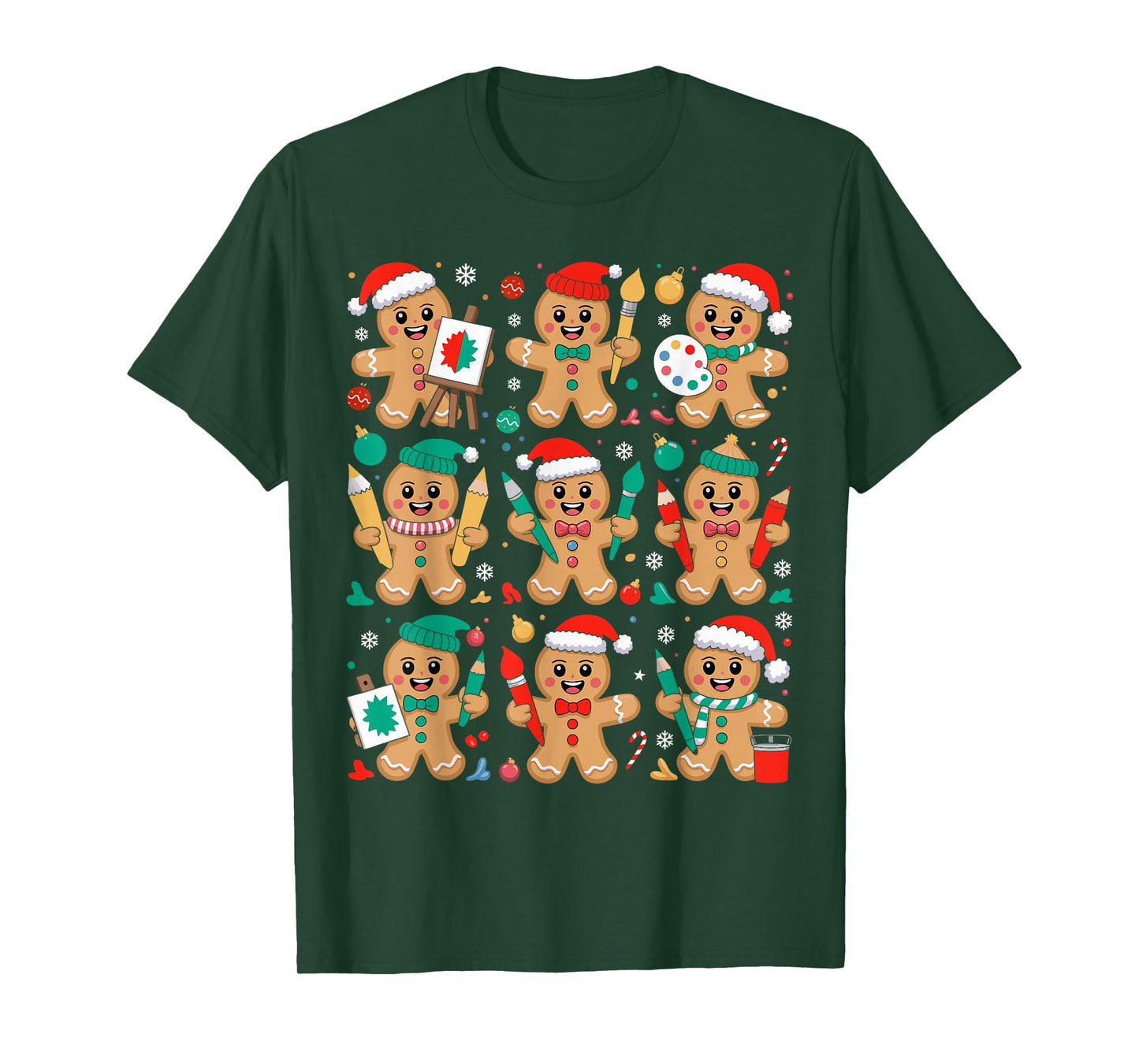 Art Teacher Christmas Gingerbread Artists Painter Xmas T-Shirt