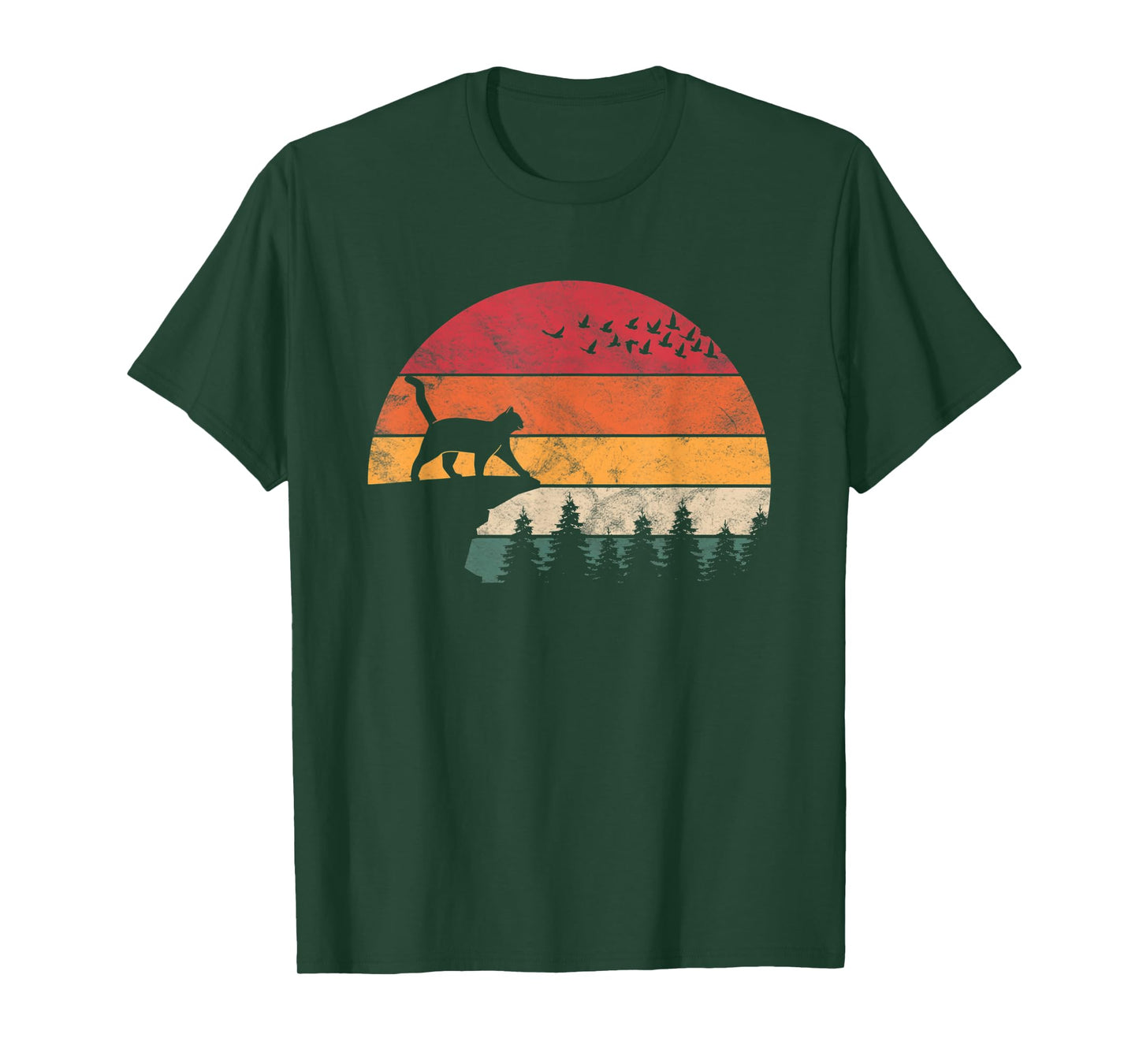 Cat Retro Sunset Cat Lover For Men and Women T-Shirt